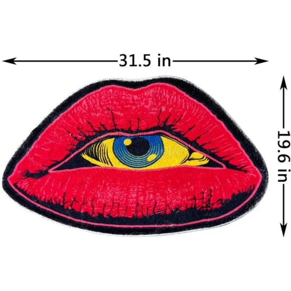 Red lip devil eye rug funny bathroom mat non slip absorbent washable plush carpe